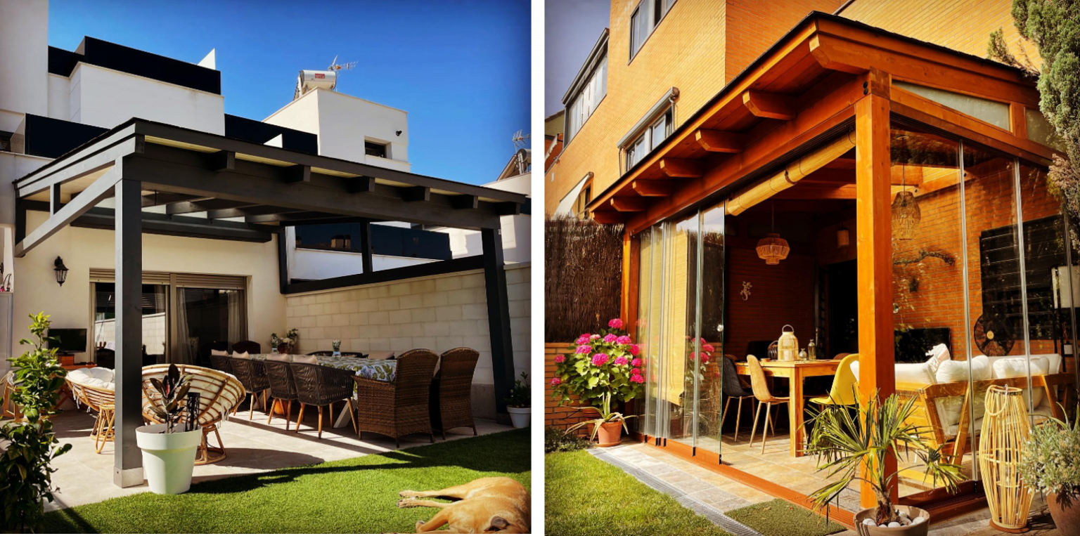 Pérgola de madera blanca para jardines o terrazas